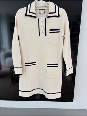 Tuckernuck Cream Mini Dress with Navy Trim